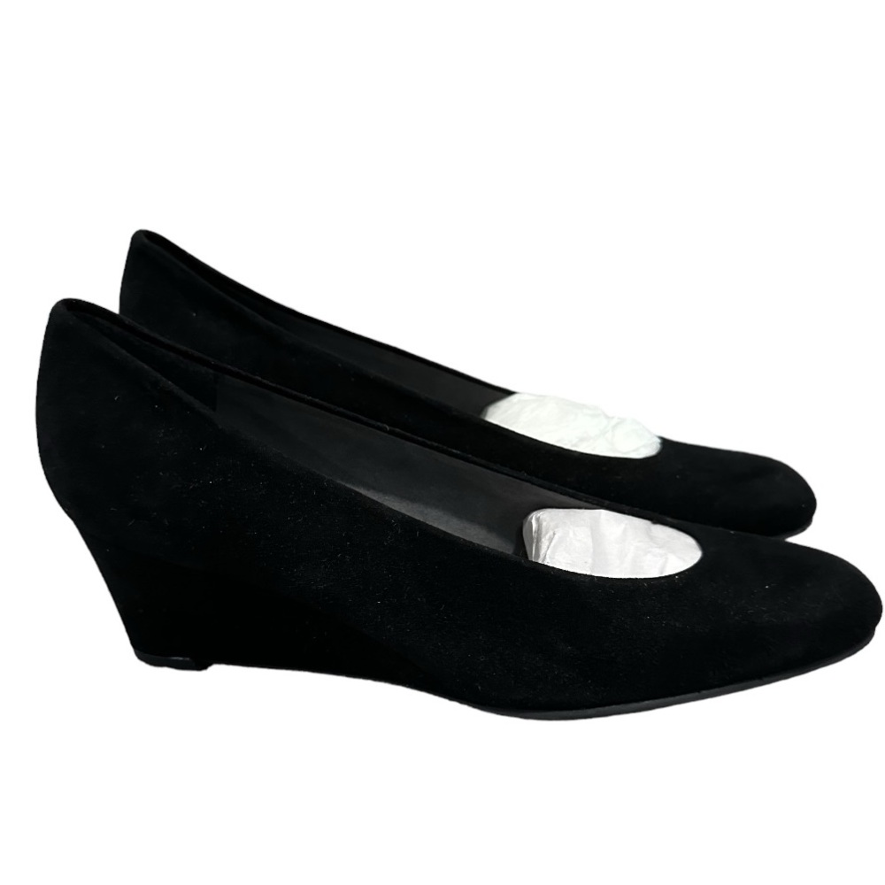 STUART WEITZMAN Black Suede Wedge Heels Pump for Women, Size 6.5.